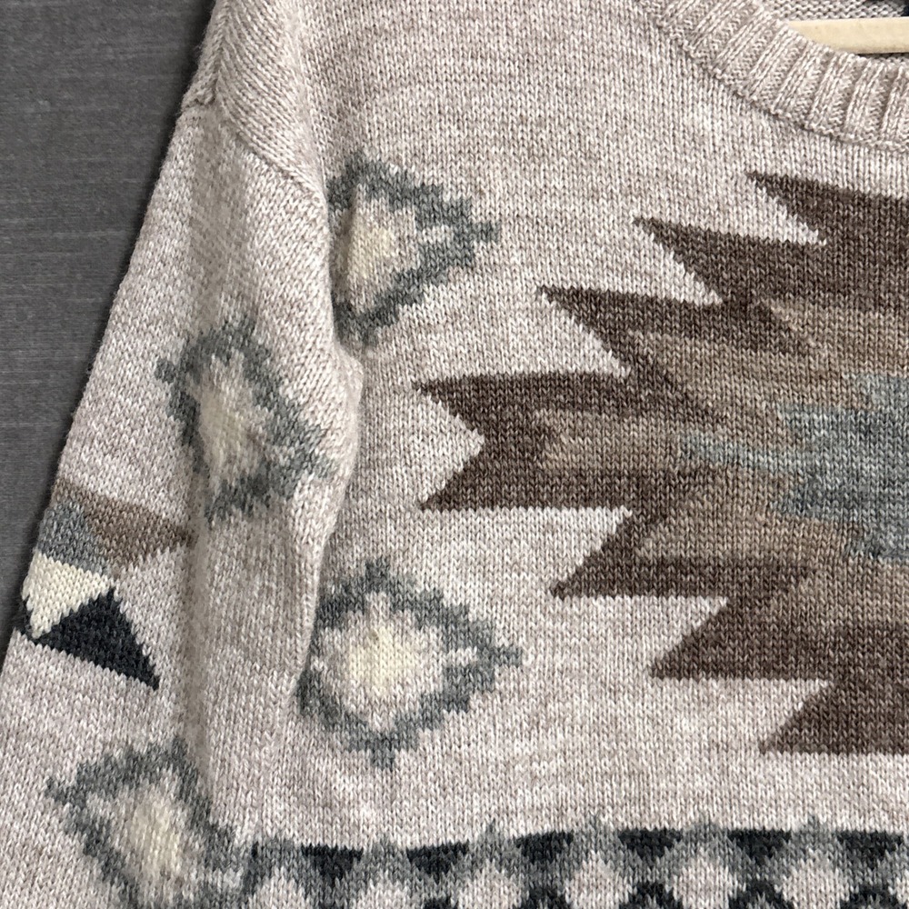 American Eagle Sweater XS Brown Southwestern Wool Blend Aztec Boho Fall Winter - Picture 2 of 11